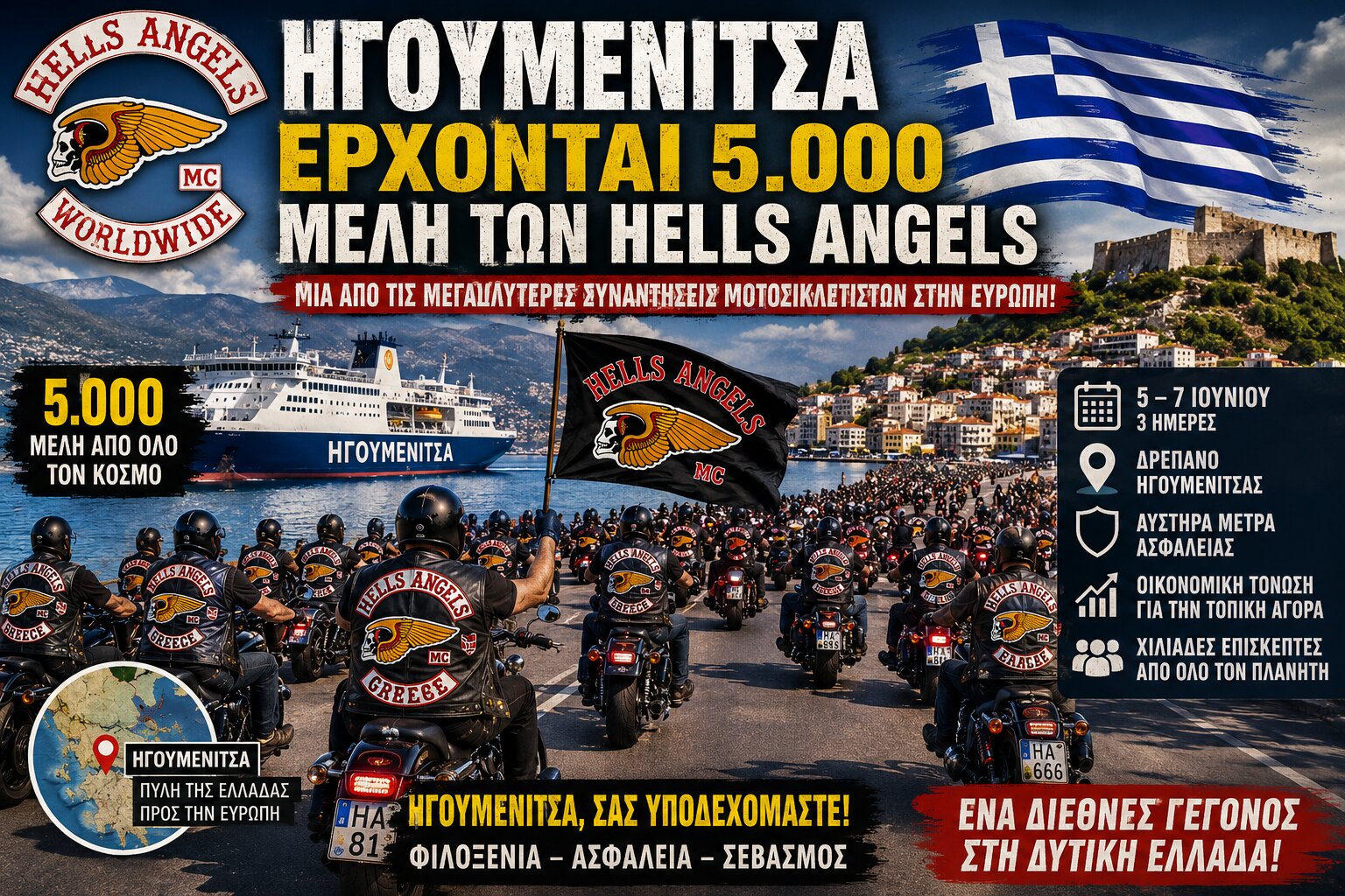 Igoumenitsa Welcomes 5,000 Hells Angels Members: A Major International Gathering in Western Greece