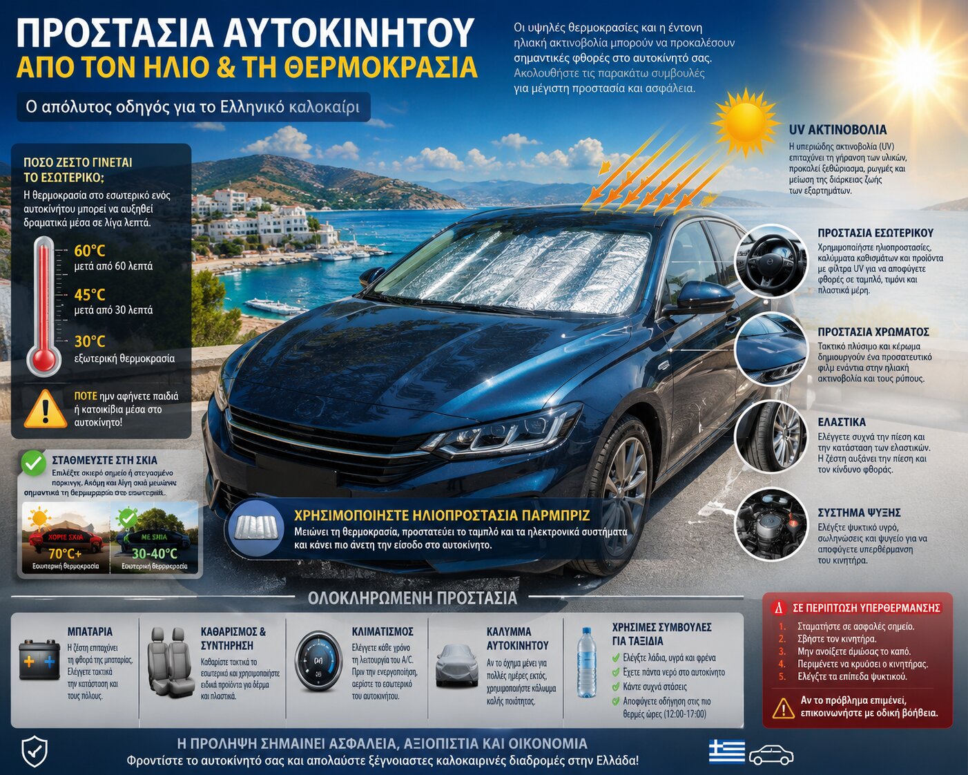 Προστασία Αυτοκινήτου από τον Ήλιο και τις Υψηλές Θερμοκρασίες: Ο Απόλυτος Οδηγός για το Ελληνικό Καλοκαίρι