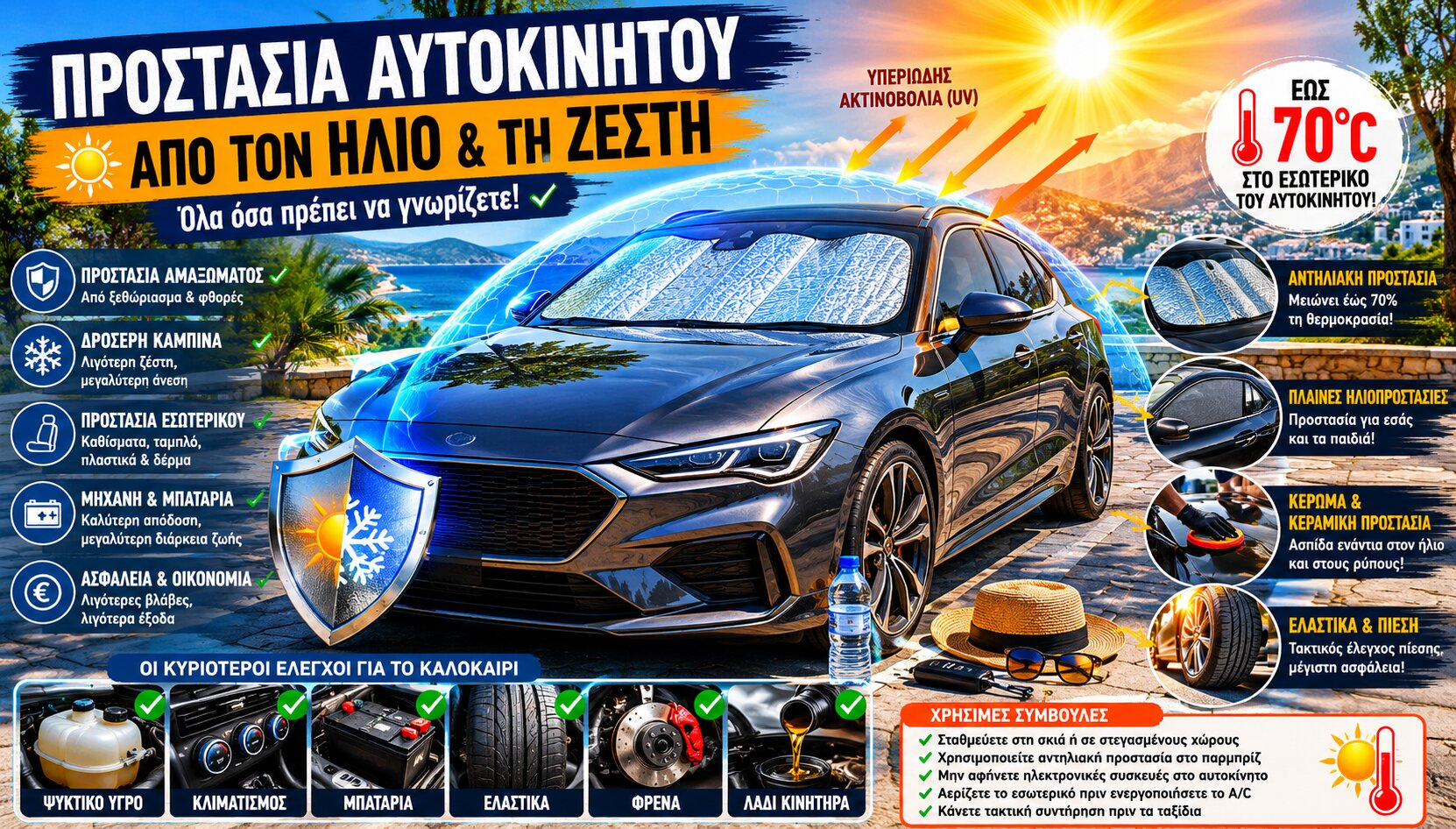 Car Protection from the Sun and High Summer Temperatures: The Ultimate Guide for Driving in Greece