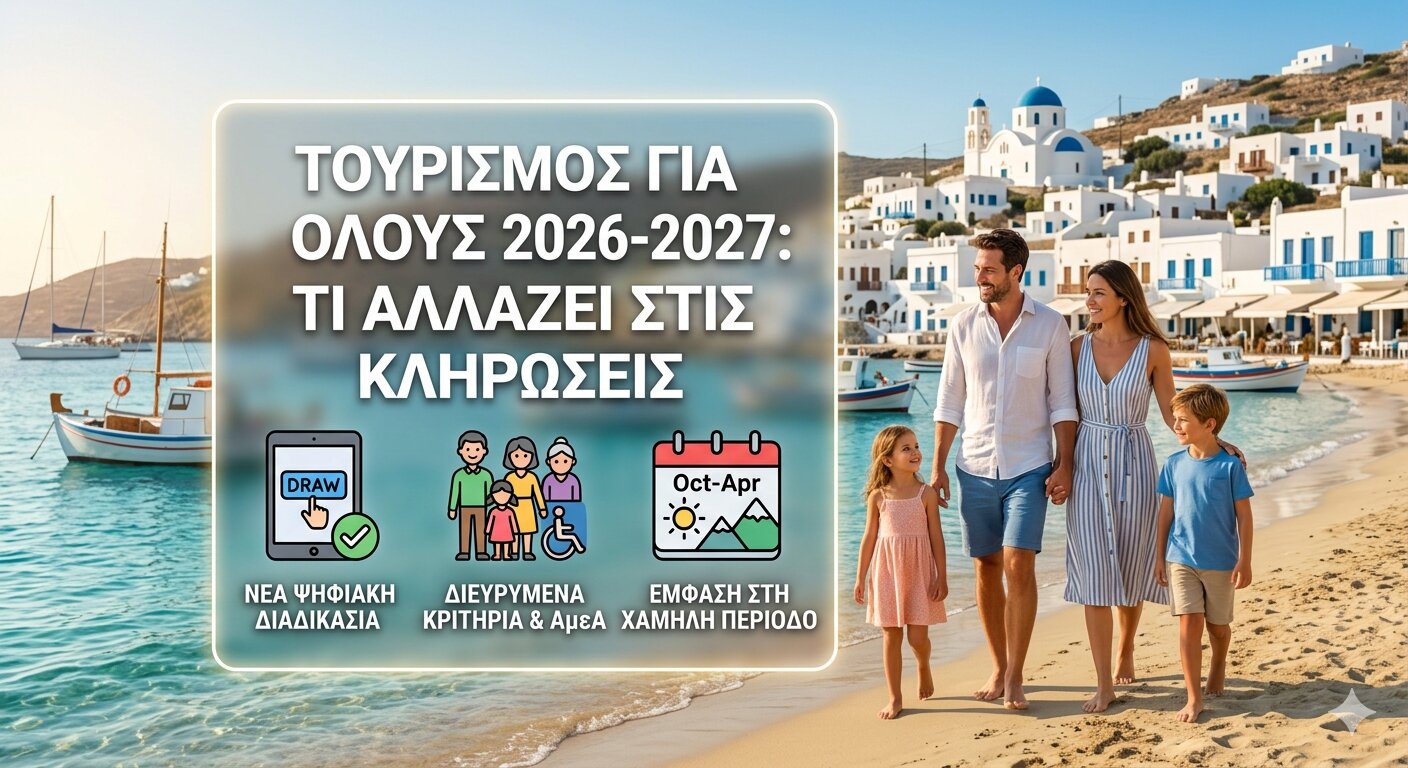 Τουρισμός για Όλους 2026-2027: Τι Αλλάζει στις Κληρώσεις – Το Νέο Σύστημα που Δίνει Δεύτερη Ευκαιρία σε Χιλιάδες Δικαιούχους
