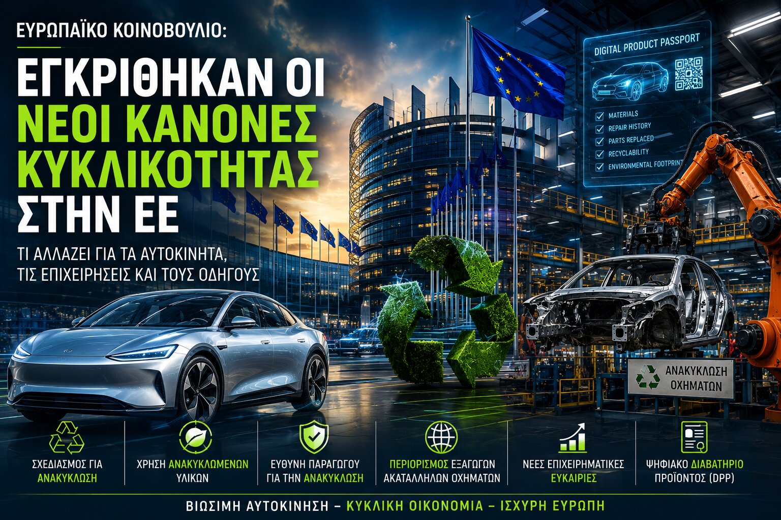 Ευρωπαϊκό Κοινοβούλιο: Εγκρίθηκαν οι νέοι κανόνες κυκλικότητας στην ΕΕ – Τι αλλάζει για τα αυτοκίνητα, τις επιχειρήσεις και τους οδηγούς